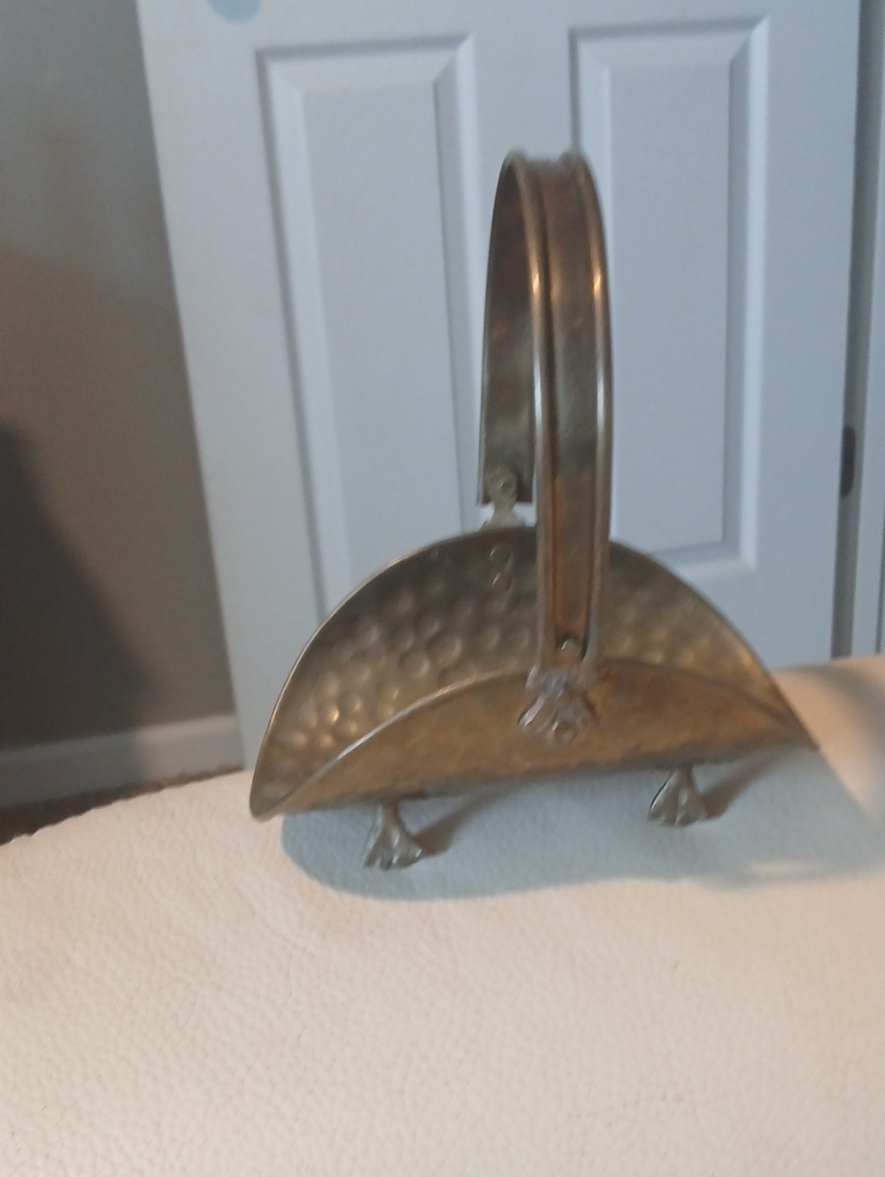Hammered Brass Basket with Arch Handle